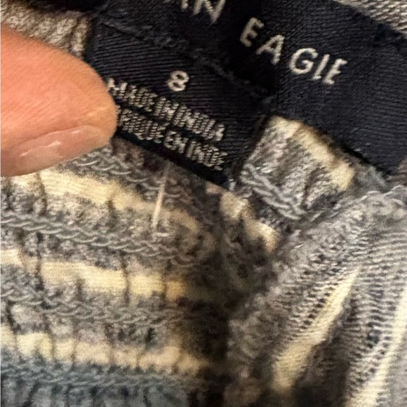 American Eagle Tie Waist Striped Jumpsuit Romper Size 8 Pockets Women's Cotton - Picture 5 of 5